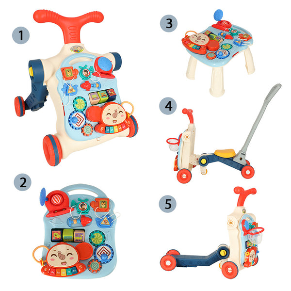 Interaktīvais galdiņš 5in1 ar bērnu ratiņiem un ratiņiem