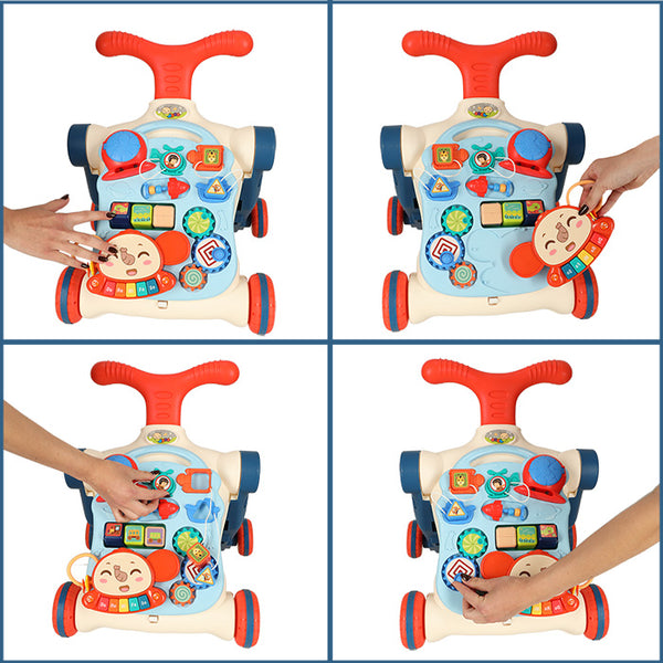 Interaktīvais galdiņš 5in1 ar bērnu ratiņiem un ratiņiem