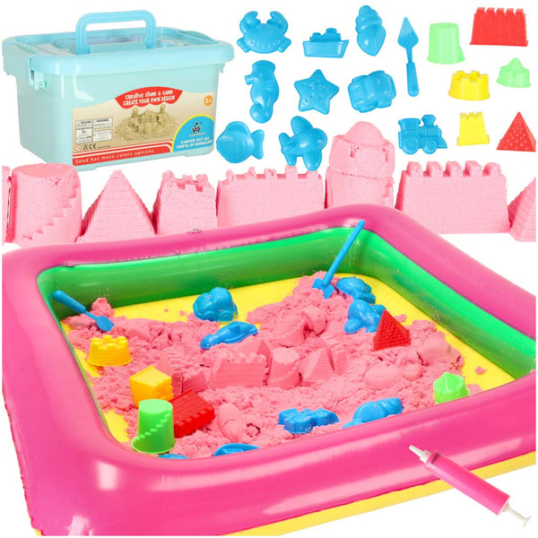 Kinētiskās smiltis kastē 2kg smilšu kaste + 16 formiņas