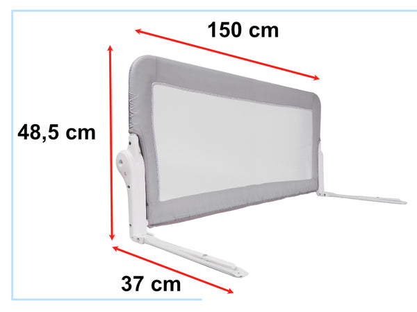 Drošības vārti barjera gultas sargs 150cm pelēks