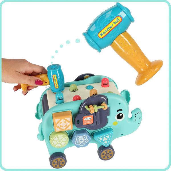 Interaktīvais montessori ziloņu šķirotājs 26cm āmurs