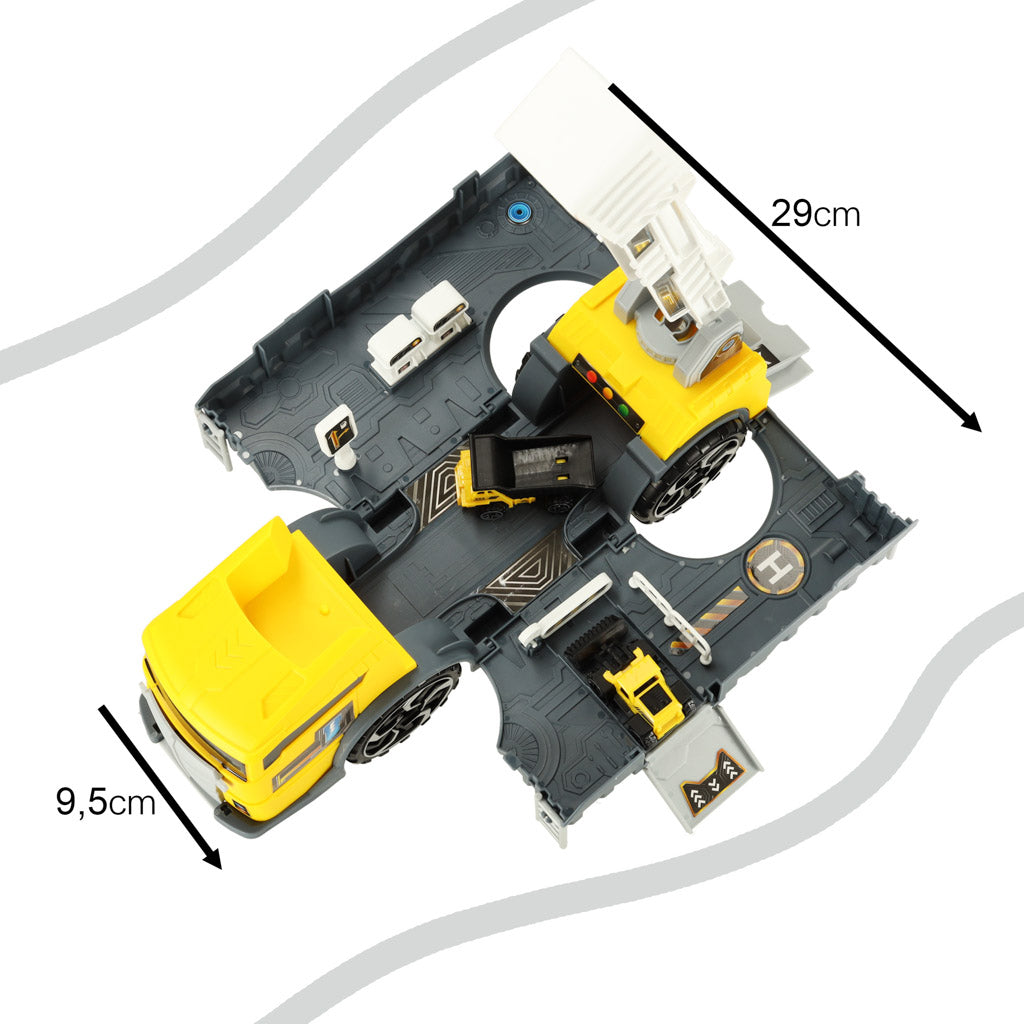 Transportera kravas automašīna TIR 2in1 stāvvietas piekabe + 2 automašīnas dzeltena