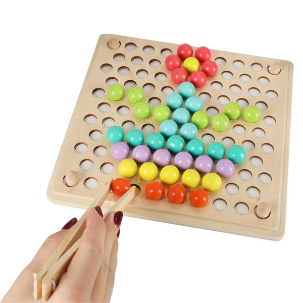 Izglītojoša montessori pērlīšu bumbiņu mozaīkas puzle 77el.