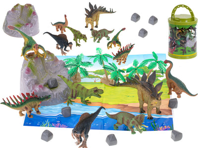 Dzīvnieku figūriņas dinozauri 7gab + paklājiņš un piederumu komplekts
