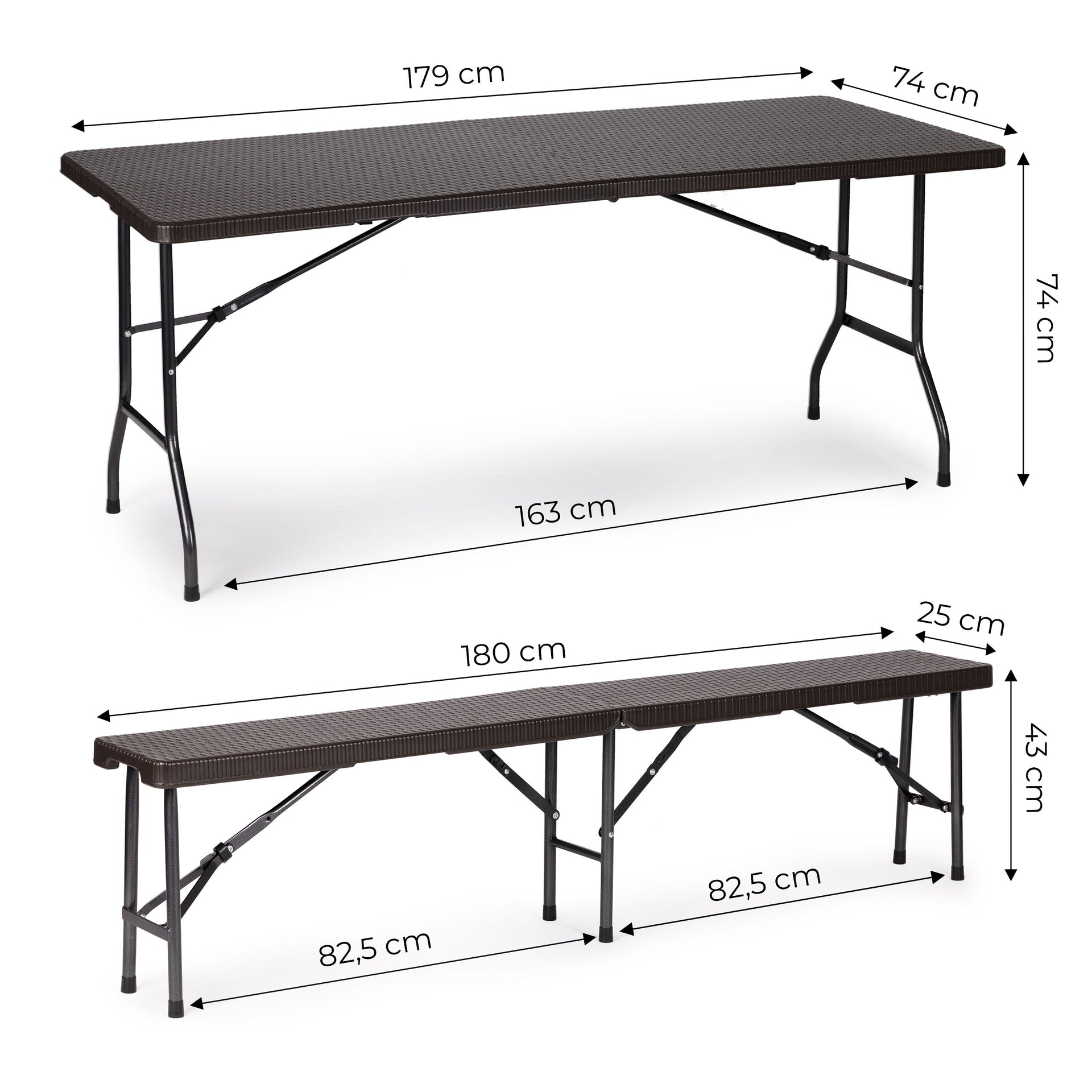 Ēdināšanas galds 180cm + 2 soliņi STABIL BLACK