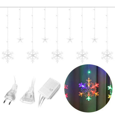 Ziemassvētku gaismas aizkars 138LED SNOWFLAKE MULTICOLOUR