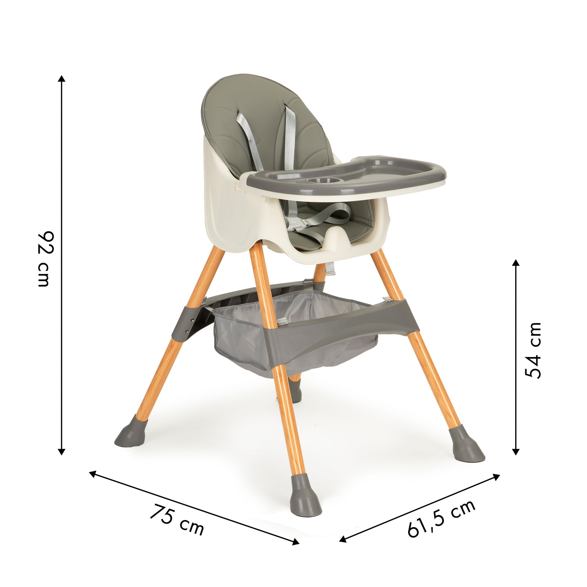 Bērnu augstais krēsls 2in1 Pelēks ECOTOYS