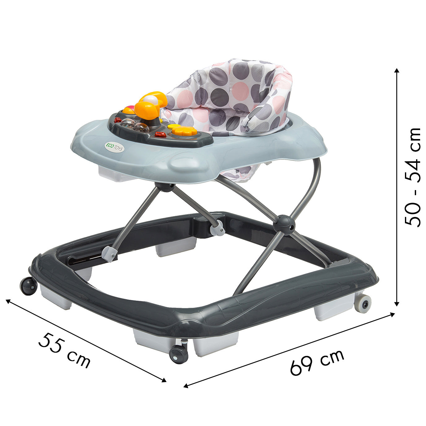 Izglītojošs Baby Walker - Pamata pelēkās ECOTOYS