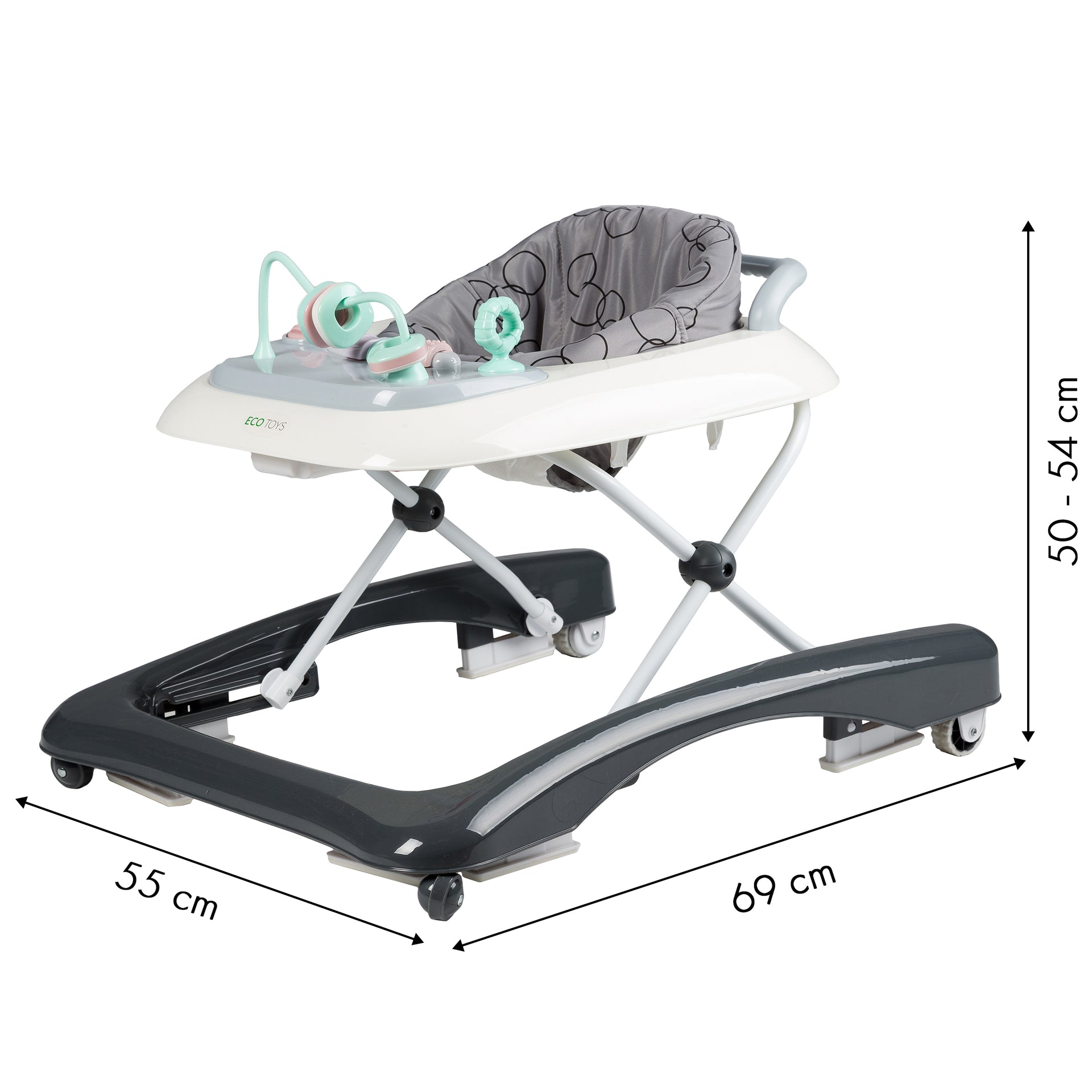 Izglītojošs ratiņkrēsls 2 in 1 - Īpašas melnbaltas ECOTOYS