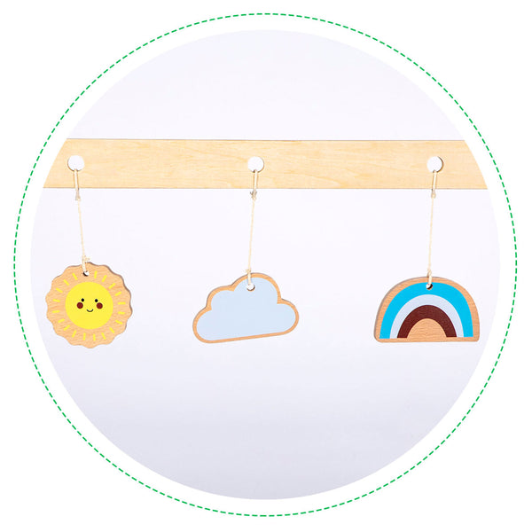 Izglītojošs vingrošanas koka statīvs + rotaļlietas SUN