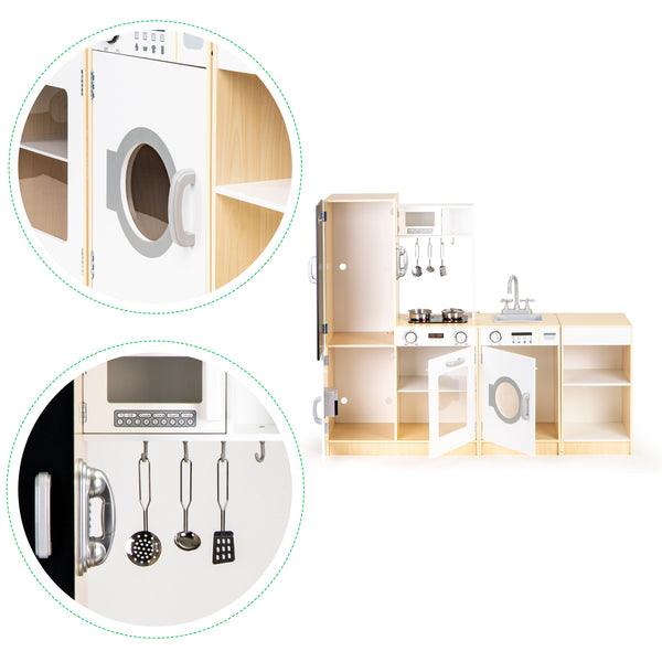 Koka virtuve bērniem KITCHEN XXL + LED