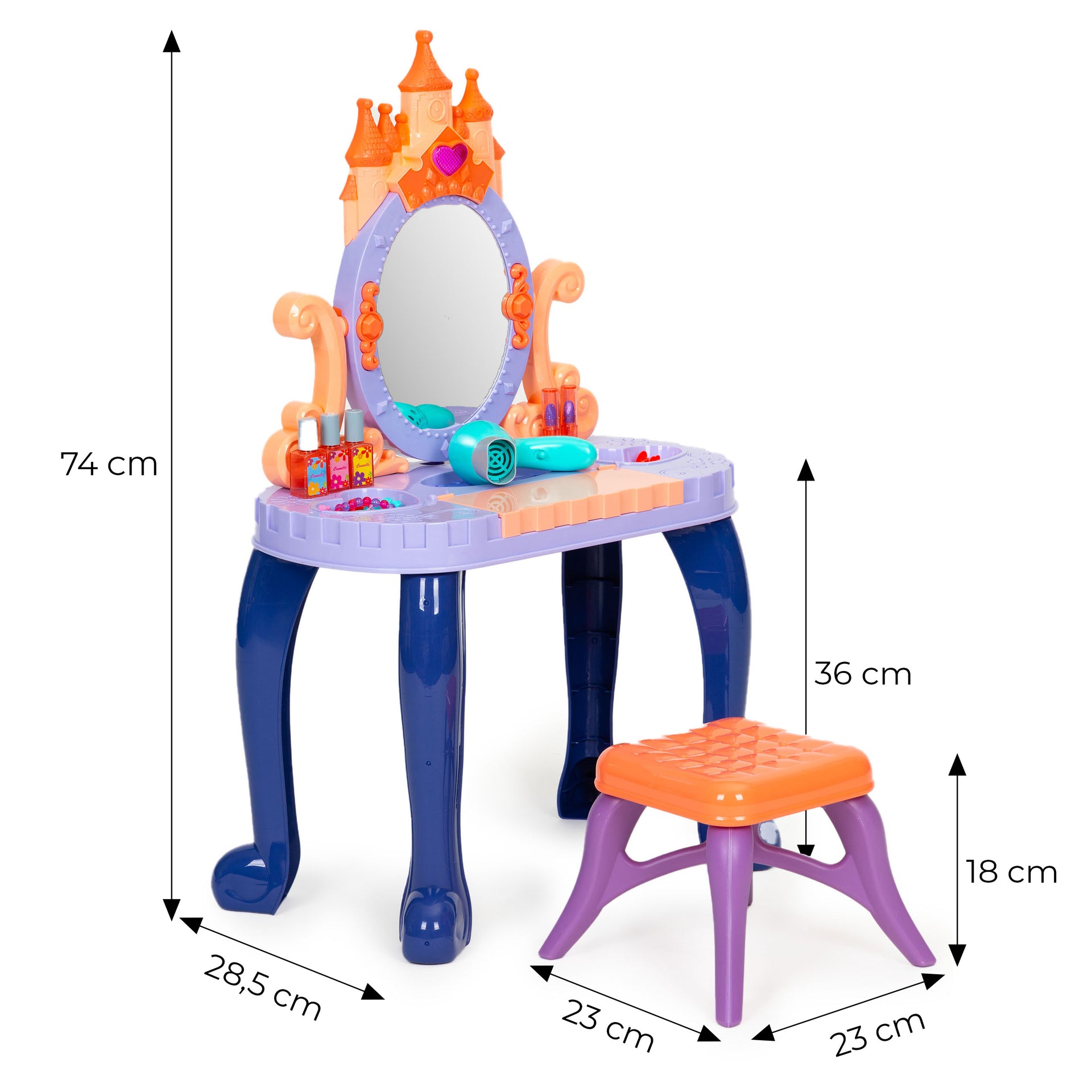 Tualetes galdiņš bērniem kosmētika LED skaņas 13 elementi