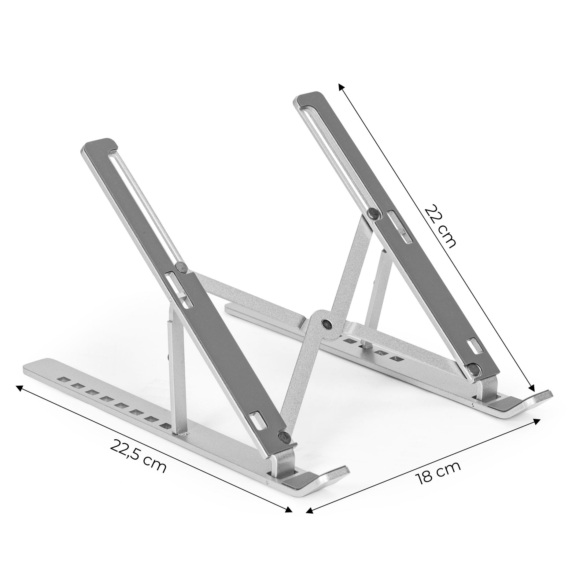Alumīnija salokāms klēpjdatora statīvs ar 9 līmeņu regulēšanu