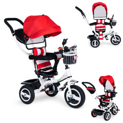 Tricycle rotating canopy durable rubber wheels red ECOTOYS