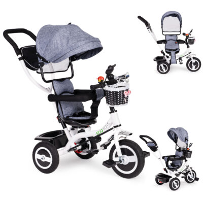 Tricycle rotating canopy durable rubber wheels gray ECOTOYS