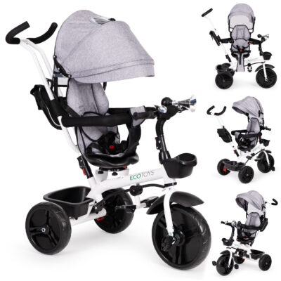 360° Rotating Tricycle with Canopy Grey ECOTOYS