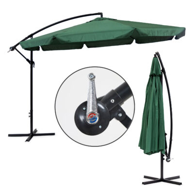 Large Garden Parasol with Cantilever Arm, Foldable 3.5 m, Green MultiGarden