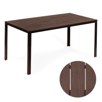 6-Person Garden Table 156x78 cm Polywood Patio Furniture Brown ModernHome