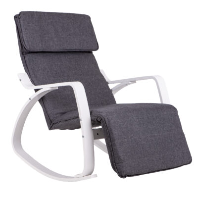Rocking Chair with Adjustable Footrest White Frame ModernHome