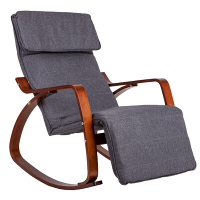 Rocking Chair with Adjustable Footrest and Wooden Arms ModernHome