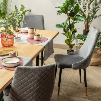 Chair | LOGAN | velour grey | 44x44x92 cm | ALL 986431