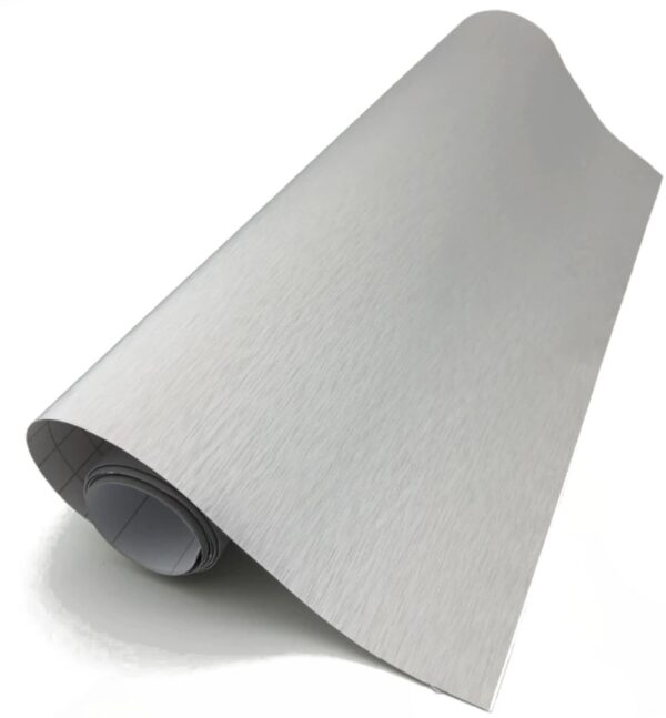 Foil veneer roll aluminum imitation metallic brushed gray 1.52x30m