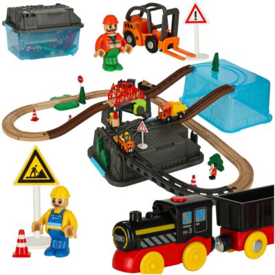 Wooden train train locomotive construction site 55 pieces