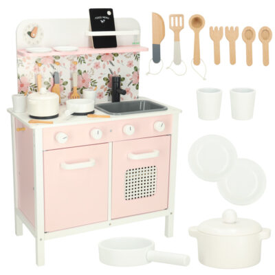 Children's kitchen wooden MDF LULILO FLORO accessories pink 82cm