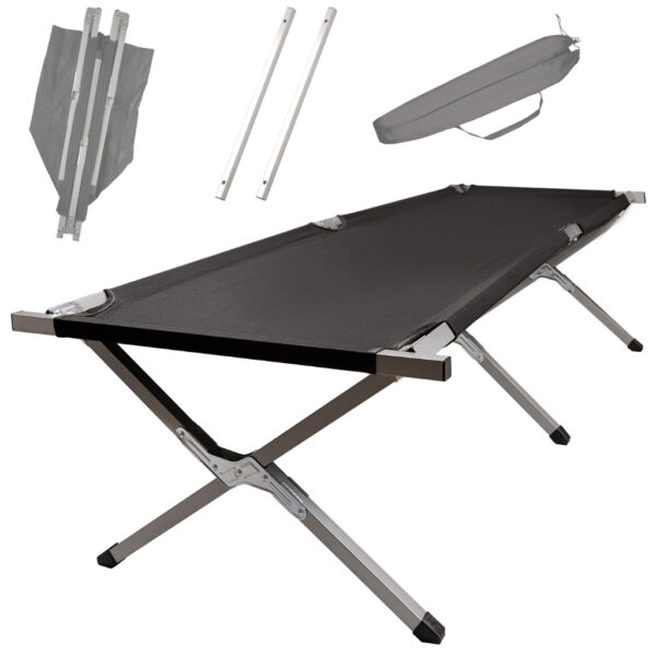 KX4833_3 Łóżko polowe składane turystyczne kanadyjka czarne KX4833_3 Łóżko polowe składane turystyczne kanadyjka czarne