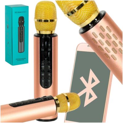 Wireless karaoke microphone for kids Bluetooth speaker 2000mAh SD card USB high quality gold