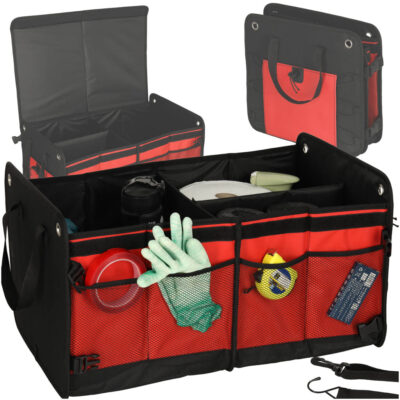 Trunk organizer large bag for car black red