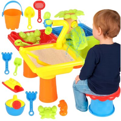 Water table four parts sandbox shovel watering can stool