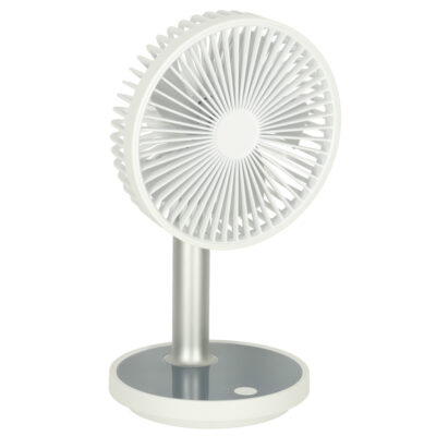 Desk fan portable wireless USB fan with rechargeable battery adjustable 4 power levels LED 38cm white