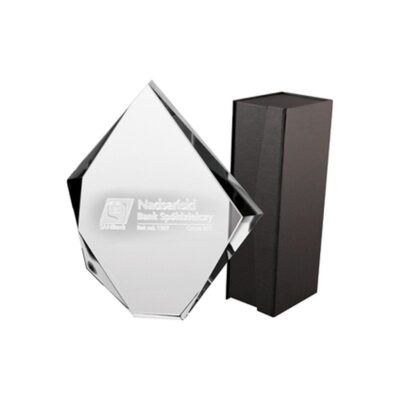 3D engraved glass trophy with case