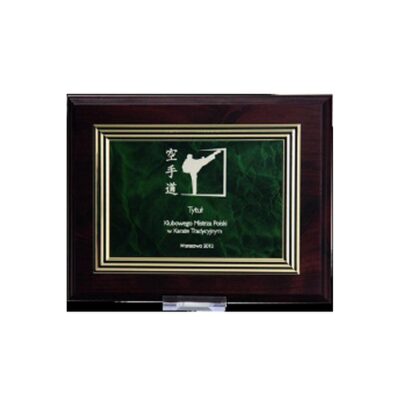 Plastic diploma with engraving on gold plate