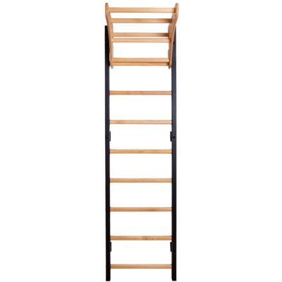 WOODEN AND METAL GYMNASTIC LADDER FOR 6 HANDLES WITH WOODEN BAR BENCHK 711B