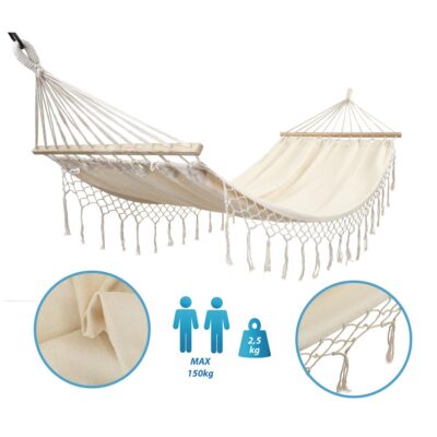 DĀRZA ŠŪPUĻTĪKLS 2 PERSONĀM 200X150CM AR STIENI UN PUŠĶIEM MIAMI ECRU KRĀSĀ