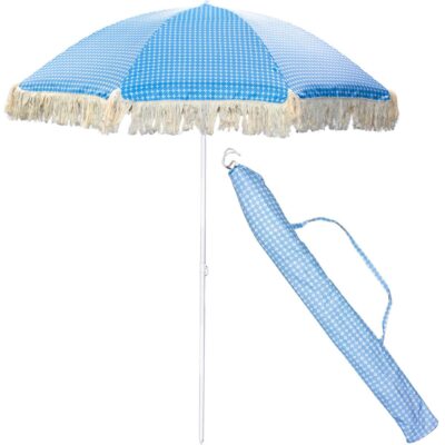 BEACH AND GARDEN UMBRELLA WITH TASSELS 174CM BLUE