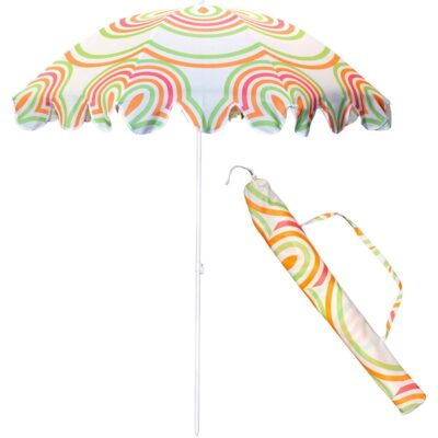 BEACH AND GARDEN UMBRELLA 160CM ORANGE AND GREEN