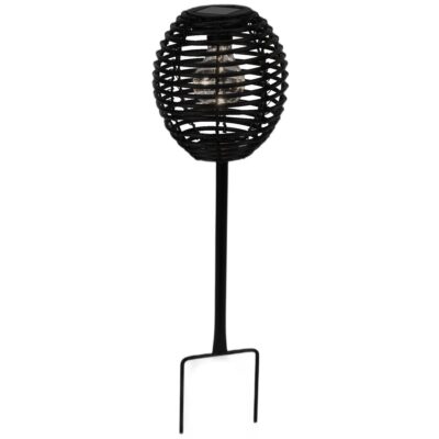 RATTAN SOLAR SPHERE LAMP BLACK PROGARDEN
