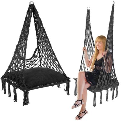 DRAGON HANGING SEAT HAMMOCK 60x60x115CM WITH CUSHION DARK GREY