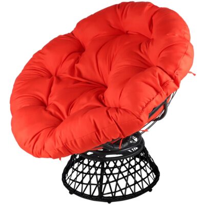360 DEGREE SWIVEL GARDEN CHAIR WITH RED CUSHION