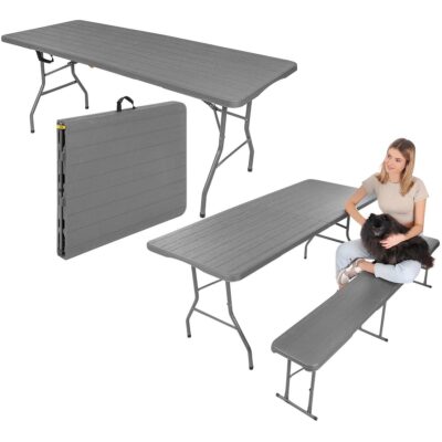 CATERING TABLE FOLDING IN CASE 180x74CM MAX.100KG WOODLAND DESK DARK GRAY