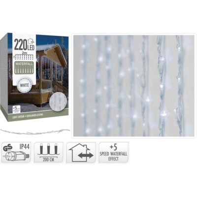 CHRISTMAS TREE LIGHTS WATERFALL LIGHT CURTAIN ZEW 220 LED COLD WHITE 5 SPEED