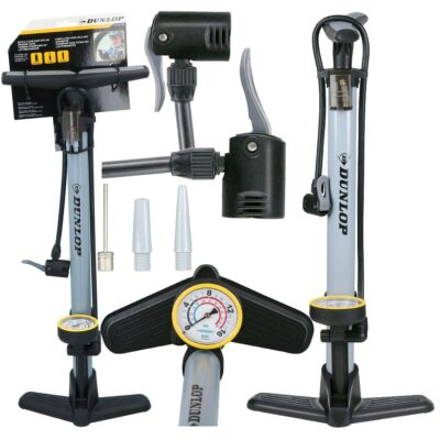 DUNLOP BIKE PUMP 230Psi (16Bar) WITH MANOMETER GREY