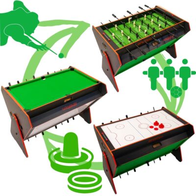 3W1 rotating game table billiards billiards billiards football players 121x84,5x85,3CM BLACK