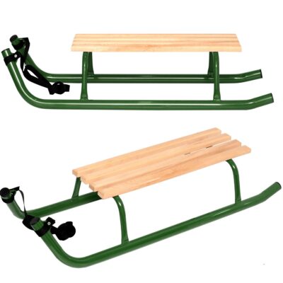 METAL SLEIGH SLED 2 PERSON REINFORCED GREEN