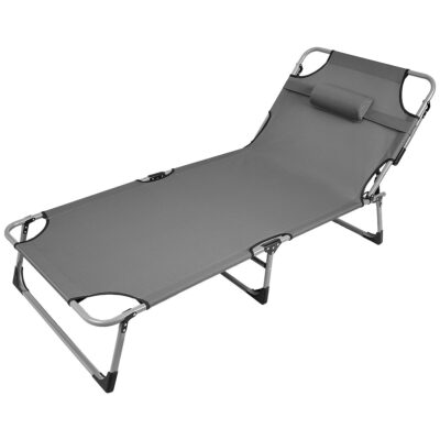 TRAVEL BED FOLDING 3-POSITION 188X73X28CM DARK GREY