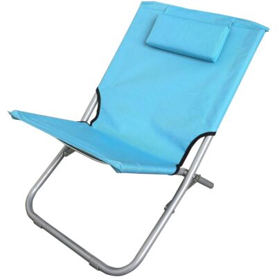 FOLDING BEACH CHAIR WITH HEADREST 47X61X58CM BLUE