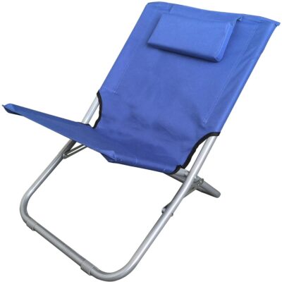FOLDING BEACH CHAIR WITH HEADREST 47X61X58CM NAVY BLUE